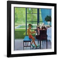 "Poolside Piano Practice," June 11, 1960-George Hughes-Framed Giclee Print