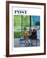"Poolside Piano Practice," Saturday Evening Post Cover, June 11, 1960-George Hughes-Framed Giclee Print
