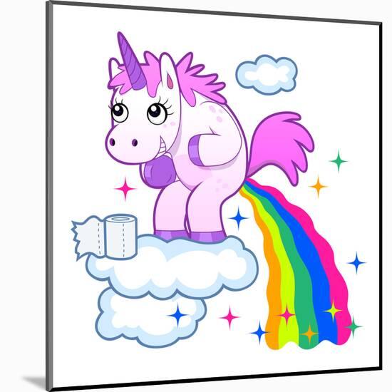 Pooping Unicorn-Reflux-Mounted Art Print