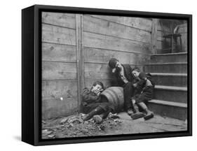 Poor and Homeless Sleeping on Streets-Jacob August Riis-Framed Stretched Canvas