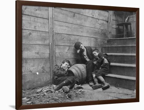 Poor and Homeless Sleeping on Streets-Jacob August Riis-Framed Photographic Print