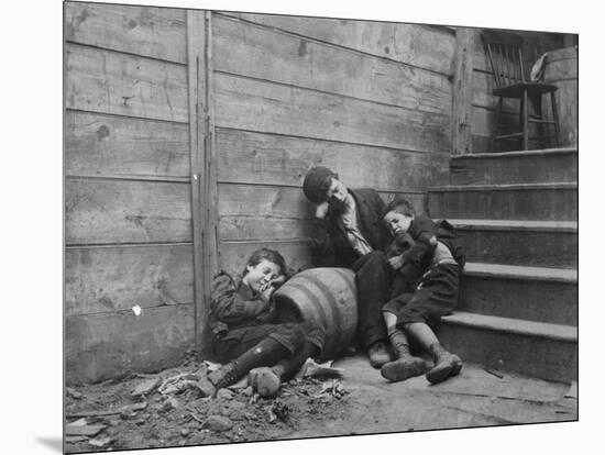 Poor and Homeless Sleeping on Streets-Jacob August Riis-Mounted Photographic Print