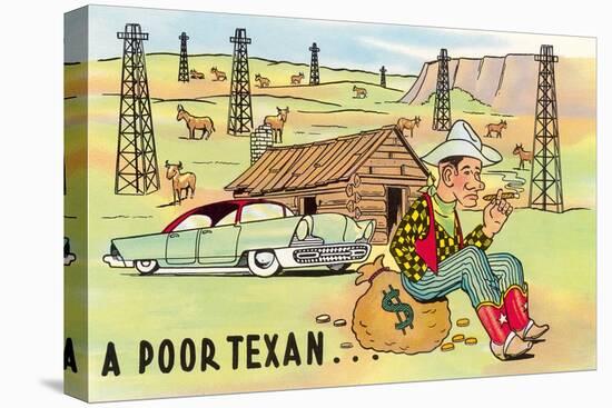 Poor Texan Cartoon-null-Stretched Canvas