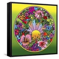 Pop Art Circle Flowers 615-Howie Green-Framed Stretched Canvas