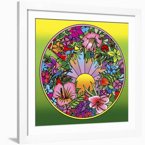 Pop Art Circle Flowers 615-Howie Green-Framed Giclee Print