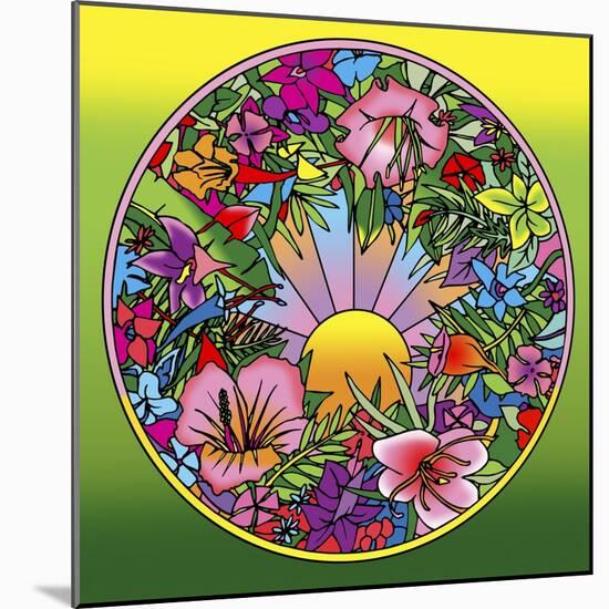 Pop Art Circle Flowers 615-Howie Green-Mounted Giclee Print