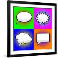 Pop Art Comic Speech Bubbles-PiXXart-Framed Art Print