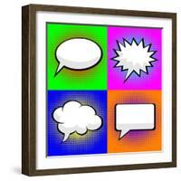 Pop Art Comic Speech Bubbles-PiXXart-Framed Art Print