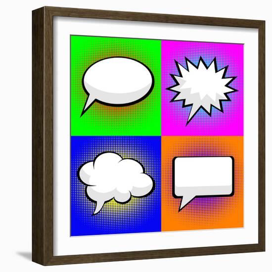 Pop Art Comic Speech Bubbles-PiXXart-Framed Art Print