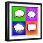 Pop Art Comic Speech Bubbles-PiXXart-Framed Art Print