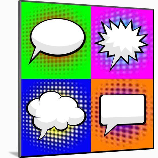 Pop Art Comic Speech Bubbles-PiXXart-Mounted Art Print