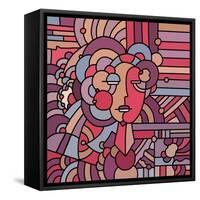 Pop Art Deco Face 116-Howie Green-Framed Stretched Canvas