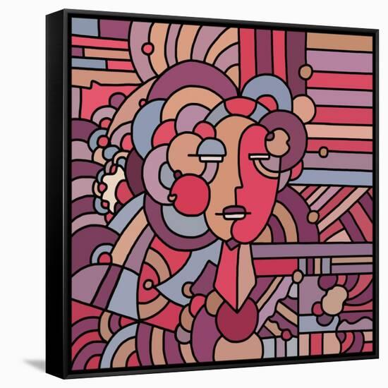 Pop Art Deco Face 116-Howie Green-Framed Stretched Canvas