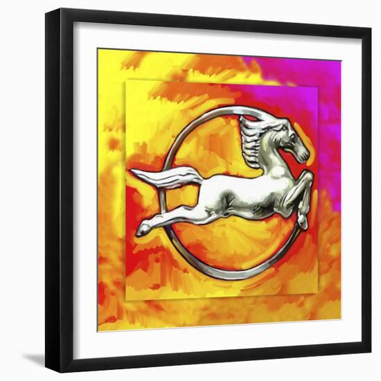 Pop-Art Deco Horse Circle-Howie Green-Framed Giclee Print