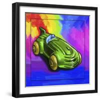 Pop-Art Deco Race Car Toy-Howie Green-Framed Giclee Print