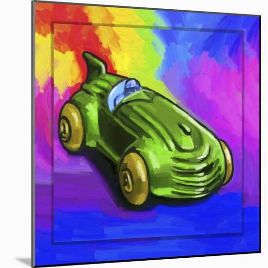 Pop-Art Deco Race Car Toy-Howie Green-Mounted Giclee Print