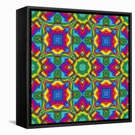 Pop Art Disco Pattern-Sangoiri-Framed Stretched Canvas