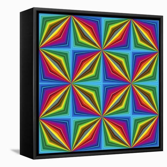 Pop Art Disco Pattern-Sangoiri-Framed Stretched Canvas