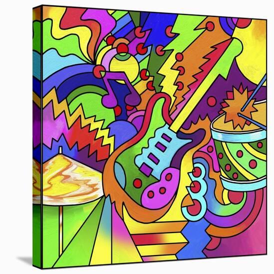 Pop Art Guitar Drum-Howie Green-Stretched Canvas