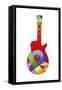 Pop Art Guitar Red Ball-Howie Green-Framed Stretched Canvas