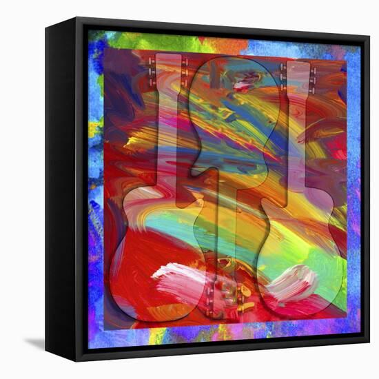 Pop Art Guitar Swirls-Howie Green-Framed Stretched Canvas