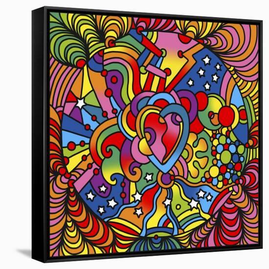 Pop Art Heart Swirls-Howie Green-Framed Stretched Canvas