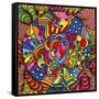 Pop Art Heart Swirls-Howie Green-Framed Stretched Canvas