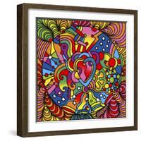 Pop Art Heart Swirls-Howie Green-Framed Giclee Print