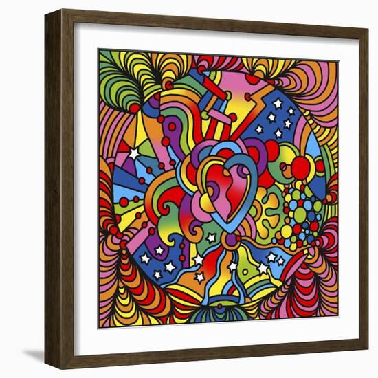 Pop Art Heart Swirls-Howie Green-Framed Giclee Print