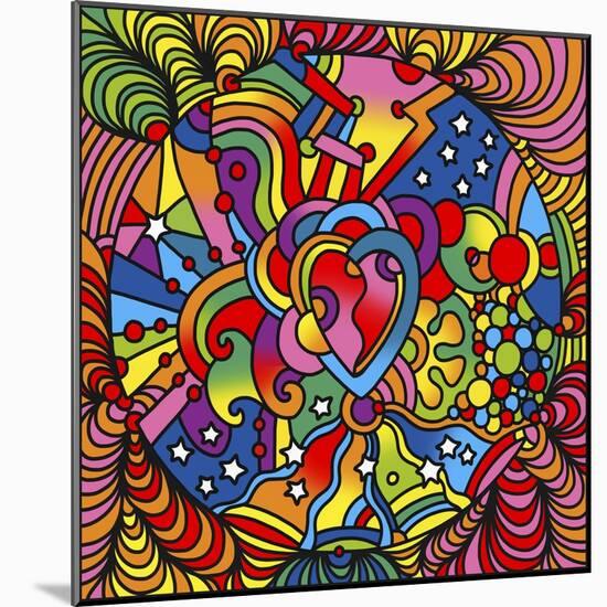 Pop Art Heart Swirls-Howie Green-Mounted Giclee Print