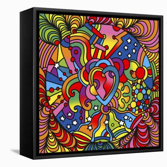 Pop Art Heart Swirls-Howie Green-Framed Stretched Canvas