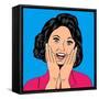 Pop Art Illustration of a Laughing Woman-Eva Andreea-Framed Stretched Canvas