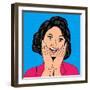 Pop Art Illustration of a Laughing Woman-Eva Andreea-Framed Art Print