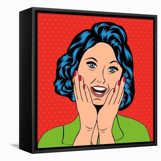 Pop Art Illustration of a Laughing Woman-Eva Andreea-Framed Stretched Canvas