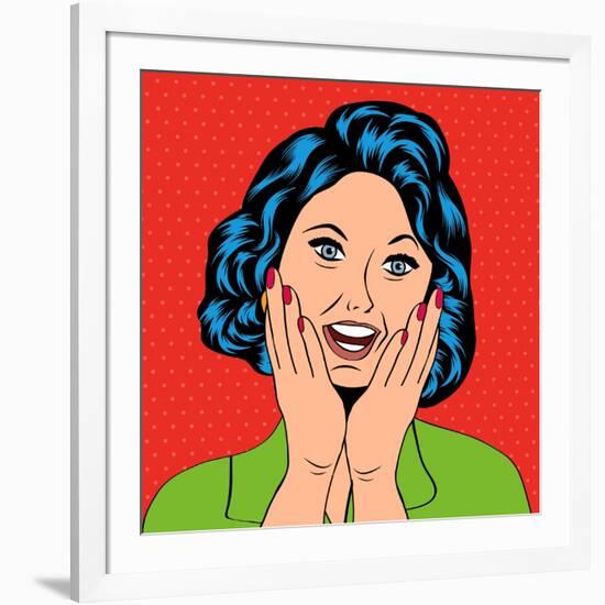 Pop Art Illustration of a Laughing Woman-Eva Andreea-Framed Art Print