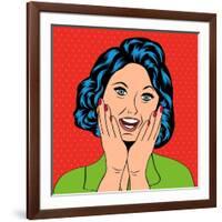 Pop Art Illustration of a Laughing Woman-Eva Andreea-Framed Art Print