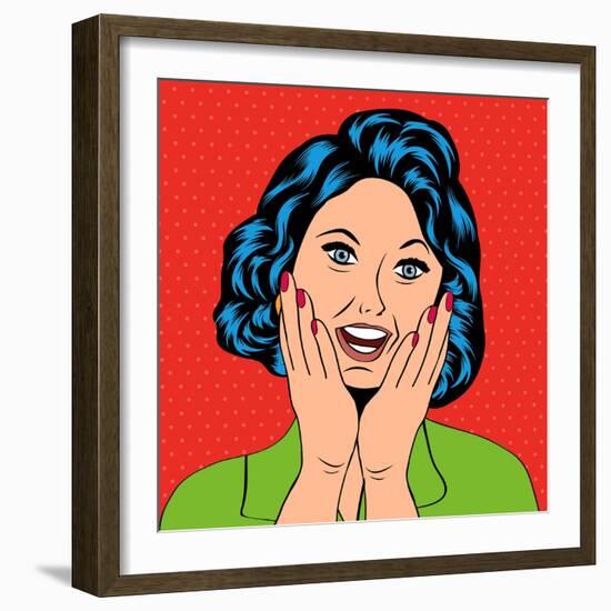 Pop Art Illustration of a Laughing Woman-Eva Andreea-Framed Art Print