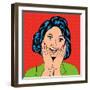 Pop Art Illustration of a Laughing Woman-Eva Andreea-Framed Art Print