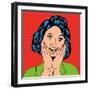 Pop Art Illustration of a Laughing Woman-Eva Andreea-Framed Art Print