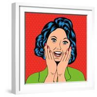 Pop Art Illustration of a Laughing Woman-Eva Andreea-Framed Art Print