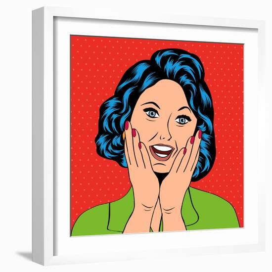 Pop Art Illustration of a Laughing Woman-Eva Andreea-Framed Art Print