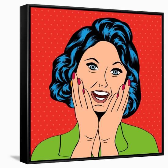 Pop Art Illustration of a Laughing Woman-Eva Andreea-Framed Stretched Canvas