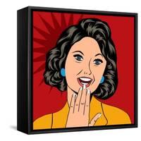 Pop Art Illustration of a Laughing Woman-Eva Andreea-Framed Stretched Canvas