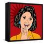 Pop Art Illustration of a Laughing Woman-Eva Andreea-Framed Stretched Canvas