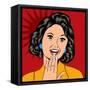 Pop Art Illustration of a Laughing Woman-Eva Andreea-Framed Stretched Canvas