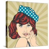 Pop Art Illustration of a Sad Woman-Eva Andreea-Stretched Canvas