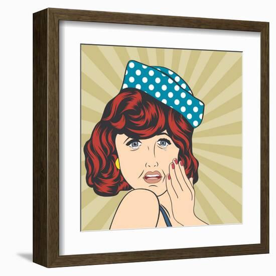 Pop Art Illustration of a Sad Woman-Eva Andreea-Framed Art Print