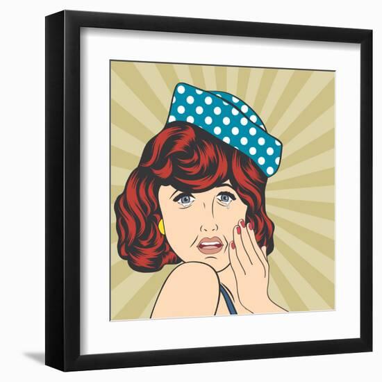 Pop Art Illustration of a Sad Woman-Eva Andreea-Framed Art Print