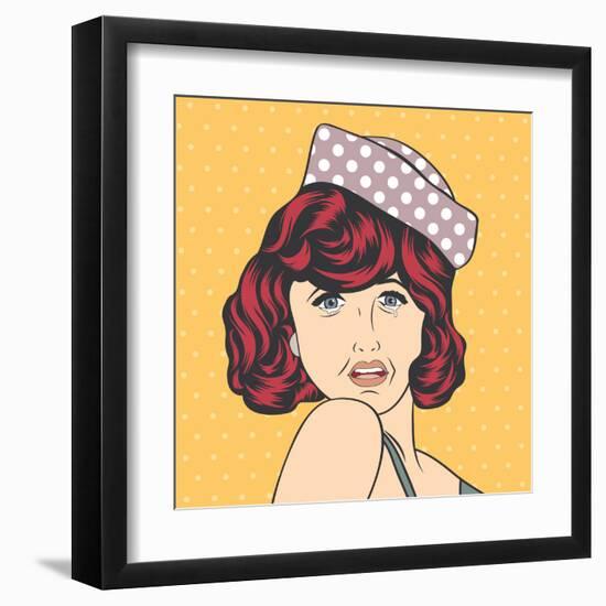 Pop Art Illustration of a Sad Woman-Eva Andreea-Framed Art Print