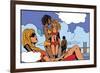 Pop Art Illustration of Girls on Beach-UltraPop-Framed Art Print